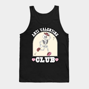 Funny Valentine's Day Skeleton Groovy Anti Valentine Club Tank Top